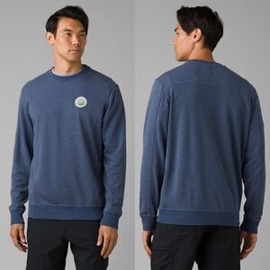 PrAna Patch Pullover Crew in Prana Denim Heather Size L